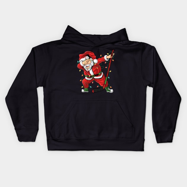 Dabbing Santa Christmas - Ice Hockey Player - Cool Xmas Pajama Kids Hoodie by Origami Fashion